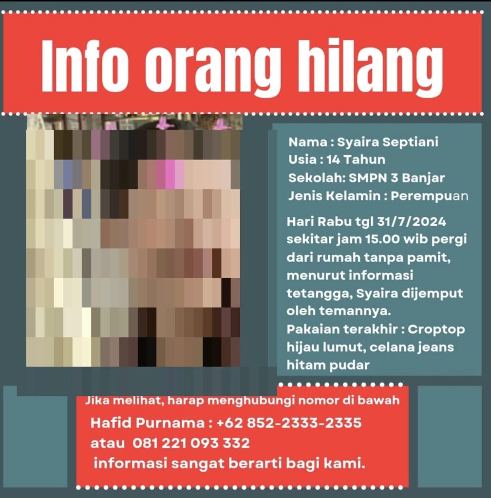 Dilaporkan Hilang, Gadis Belia Ditemukan Selamat tapi Sempat Kabur Ketika Ditemukan Orang Tuanya di Kota Banjar