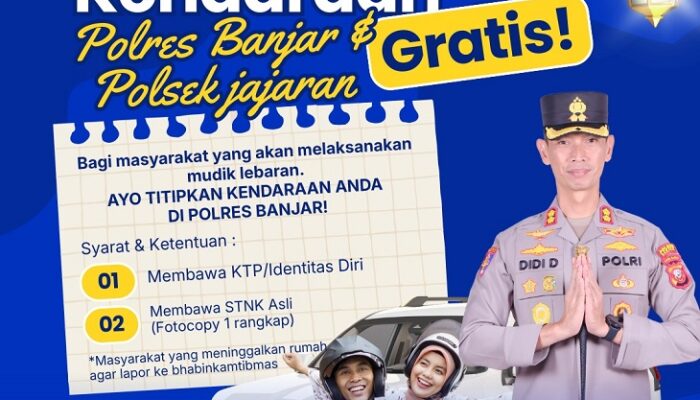 Amankan Mudik Lebaran, Polres Banjar Buka Layanan Titip Kendaraan di Mako
